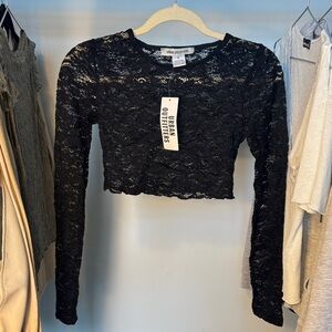 Urban Outfitters Black Long Sleeve Lace Crop Top
